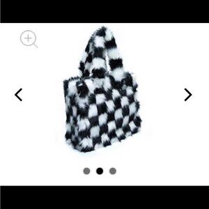 Mackenzie-Childs Checkered Faux Fur Tote
